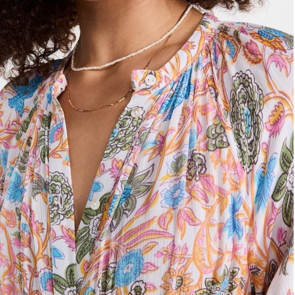 Playa Lucila Dress Floral Short Sleeve Midi‎ Sz XS - Picture 8 of 12